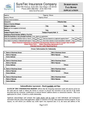 California Tax Bond Application