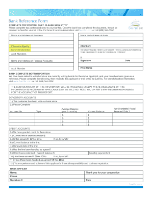 Bank Reference Form