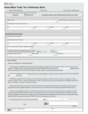 Texas Motor Fuels Tax Continuous Bond