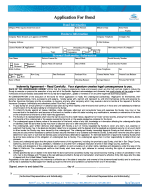 Application For Bond