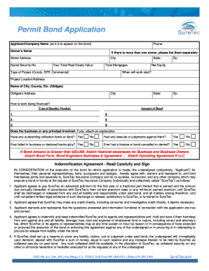 Permit Bond Application