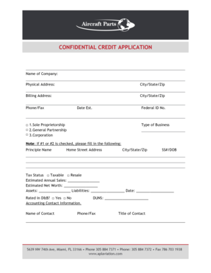 Confidential Credit Application