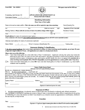 Texas Notary Public Application Form 2301