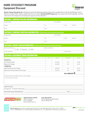 Ameren Illinois Home Efficiency Program Equipment Discount Form
