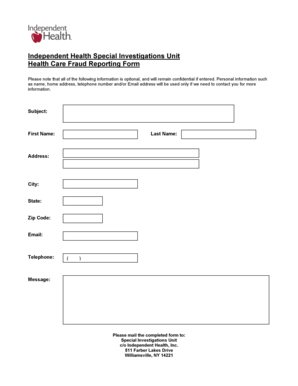 Health Care Fraud Reporting Form