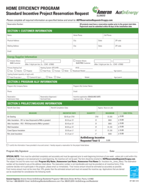 Home Efficiency Program Incentive Project Reservation Request