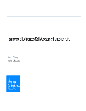 Teamwork Effectiveness Self Assessment Questionnaire
