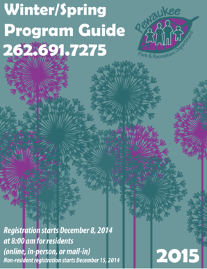 Pewaukee Park Recreation Registration Form