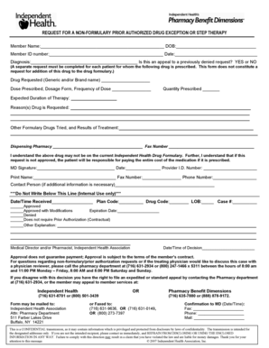 Non-Formulary Drug Exception Request Form