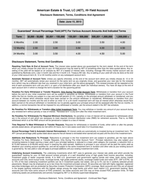 Hi-Yield Account Agreement