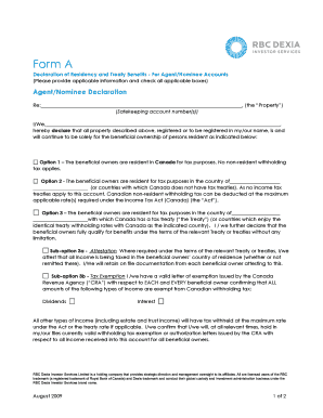 Declaration of Residency and Treaty Benefits