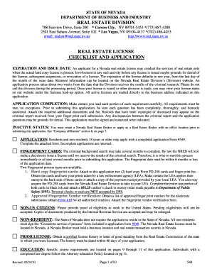 Nevada Real Estate License Application