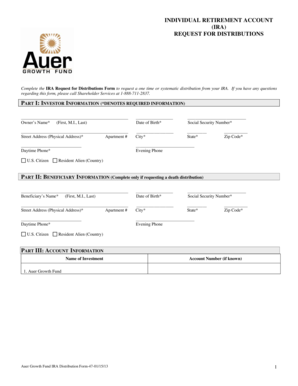 IRA Request for Distributions Form