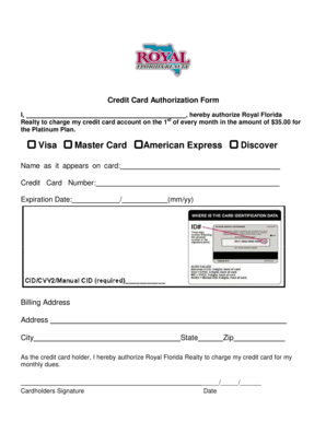 Credit Card Authorization Form
