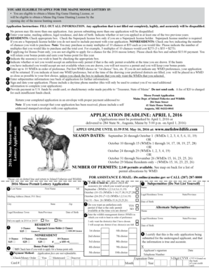 Maine Moose Permit Lottery Application