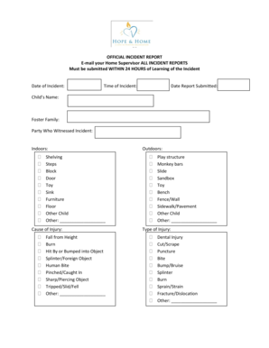 Official Incident Report Form