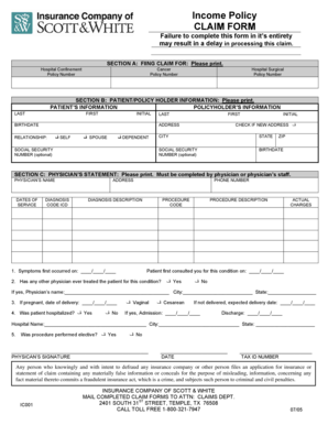 Income Policy Claim Form