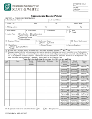 Supplemental Income Policy Application Form