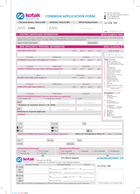 Kotak Mahindra Mutual Fund Application Form