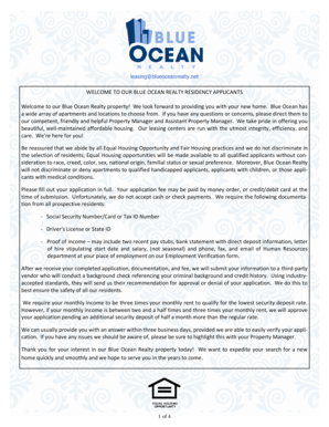Blue Ocean Realty Residential Lease Application