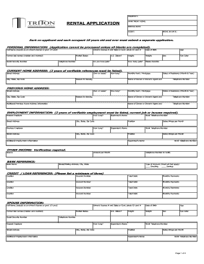 Apartment Rental Application Form