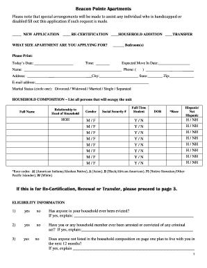 Beacon Pointe Apartments Rental Application
