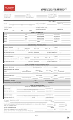 Residential Lease Application Form