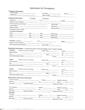 Application for Occupancy