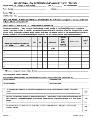 Application for Low Income Housing Tax Credit Property