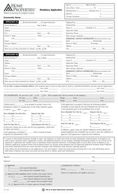 Residential Lease Application Form