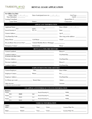 Rental Lease Application