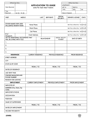 Apartment Lease Application Form