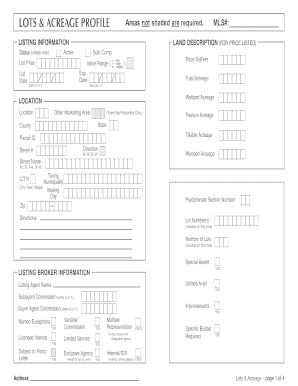 Lots & Acreage Profile Form