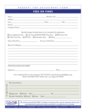 Request for Adjustment Form