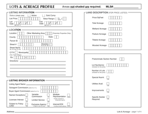 Wisconsin Lots & Acreage Profile Form