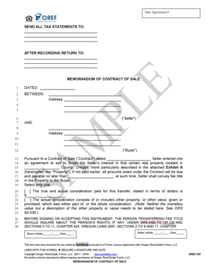 Memorandum of Contract of Sale
