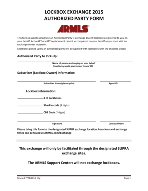 Lockbox Exchange Authorization Form