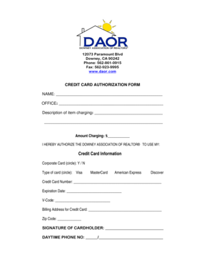 Credit Card Authorization Form