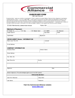 CALV Subscriber Form