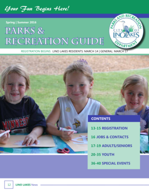Lino Lakes Parks and Recreation Registration Form