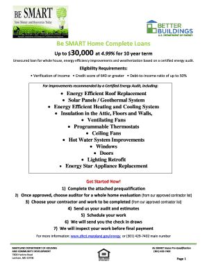 Maryland Be SMART Home Loan Pre-Qualification Form
