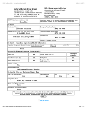 Material Safety Data Sheet for DermaFilm