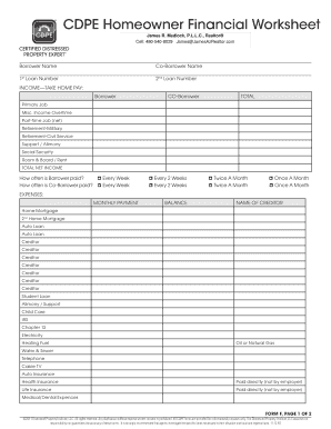 CDPE Homeowner Financial Worksheet