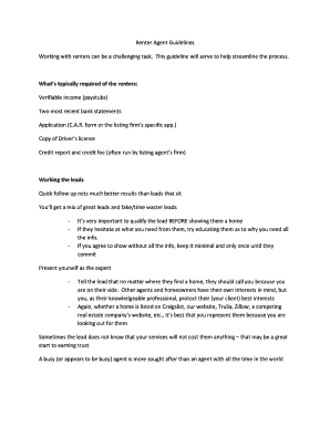 Renter Agent Guidelines