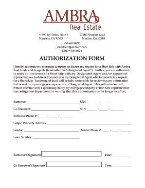 Short Sale Authorization Form
