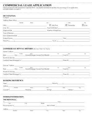 Commercial Lease Application Form