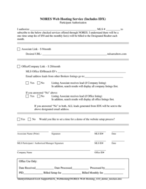 NORES Web Hosting Service Authorization Form