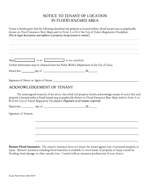 Tenant Flood Hazard Notice