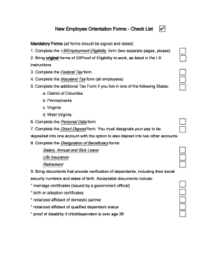New Employee Orientation Checklist