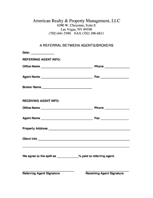 Real Estate Agent Referral Agreement